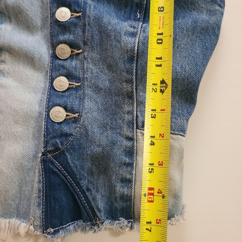 ZARA TRF PATCHWORK DENIM TOP BLUE SIZE XS | 6045/007 - Picture 9 of 11